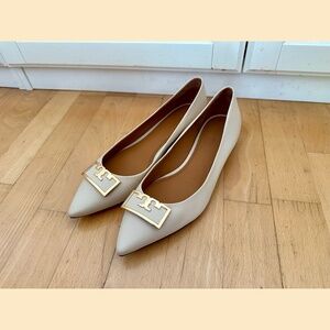 Tory Burch Gigi Flats Beige Leather 10M